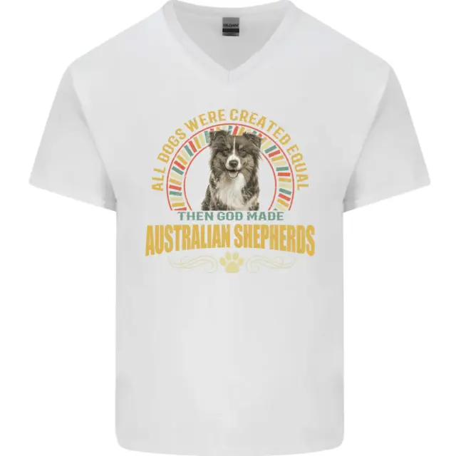 An Australian Shepherd Dog Mens V-Neck Cotton T-Shirt