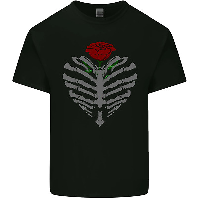 GABBIA TORACICA & Rose Heavy Metal Gotico Biker Da Uomo Cotone T-Shirt Tee Top