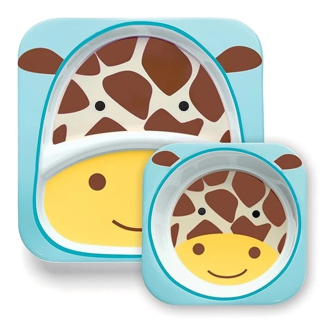 Plato para bebé Skip Hop, juego de platos y tazones divididos en zoológico, jirafa, melamina niños