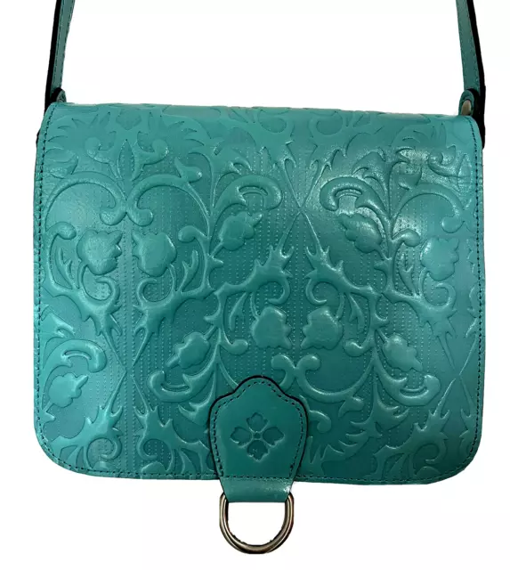 Patricia Nash Ilina Tooled Leather Crossbody Bag-Blue Grass-NWT-Orig. $199