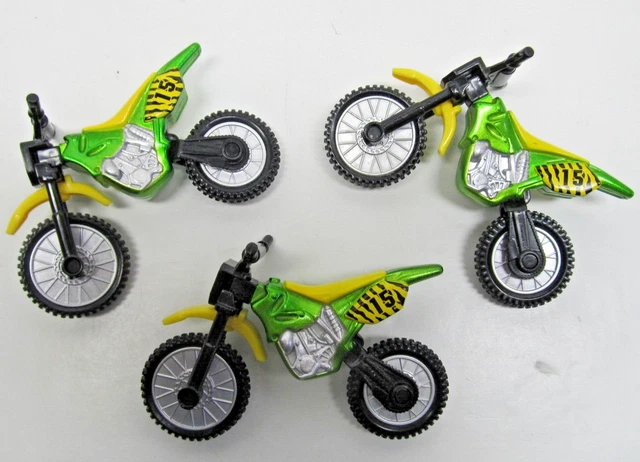2003 WENDY'S KIDS MEAL: Green & Yellow Motorcycle Trail Bike ~ Lot of 3  (#2087)