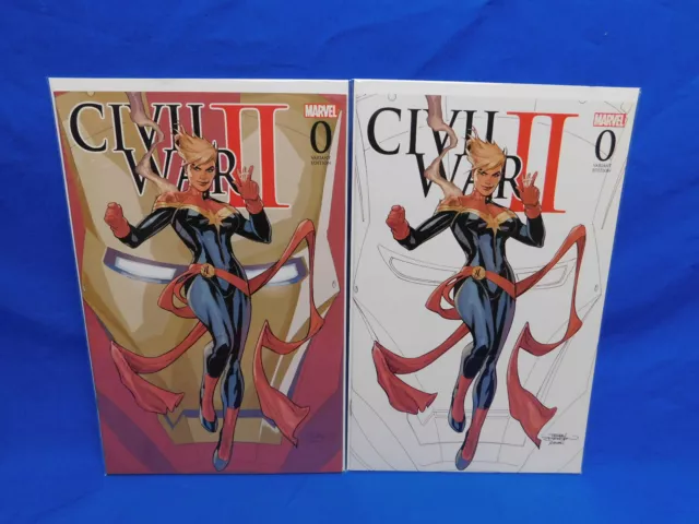 Civil War II #0 Dodson Fan Expo Canada B&W Sketch & Color Variant Set VF/NM