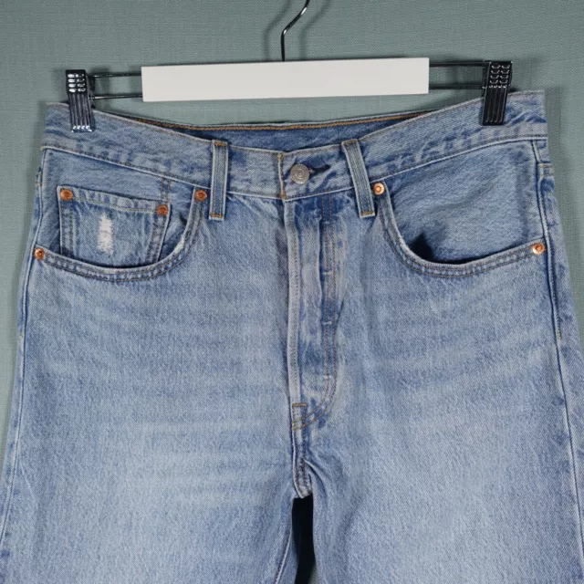 Levis 501 S Jeans Womens W30 L30 Blue Stone Wash Straight Denim Trousers Pants 2