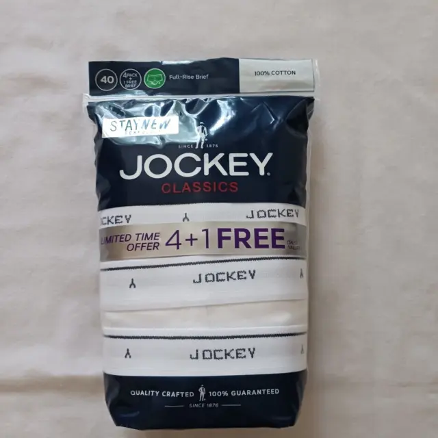 5 Jockey Classics Stay New Full Rise Briefs Size 40 Cotton Y 2015