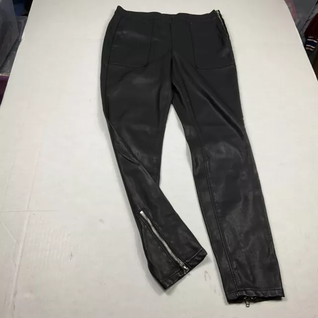 BlankNYC Womens Faux Leather Pants Black Side Zip Skinny Ankle Zip Moto Size 26