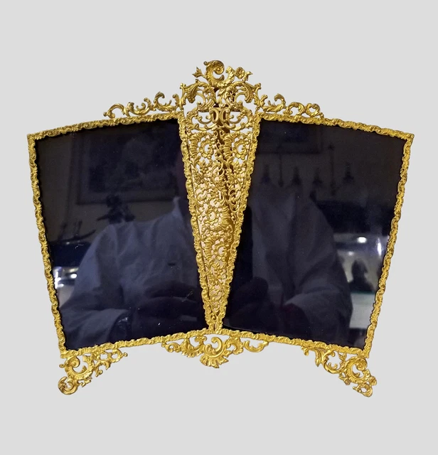 Old  Double Golden Bronze Louis Xv Style  French  Picture Frame .