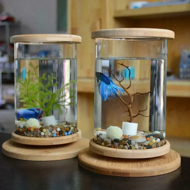 Small Fish Tank Decor Fish Bowl Accessories Betta Glass Base Aquarium S0E1