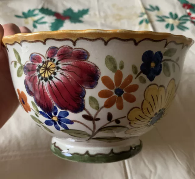 Vintage Signed 5014 BERTINO Royal Zuid Holland bowl gouda Art Pottery Floral