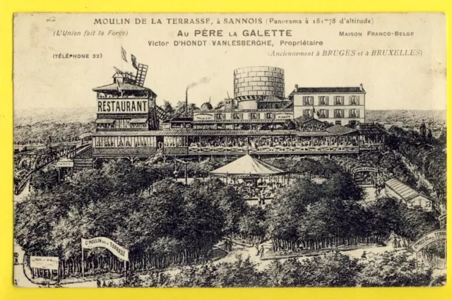 cpa FRANCE Gravure Dessin 95 - SANNOIS MOULIN de la TERRASSE Au Père La Galette