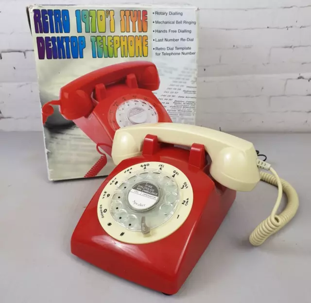 Retro Steepletone RED Reproduction Rotary Dial Landline Desk Phone Model STP1960