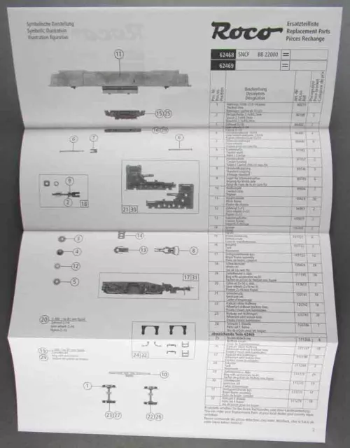 Roco 62468 62469 Ho Sncf Notices de Loco Electrique BB 2200 3