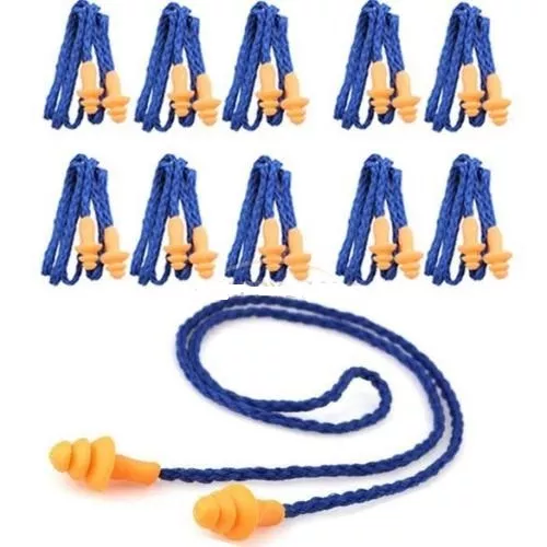 4x Soft Silicone Corded Ear Plugs Reusable Hearing Protection Earplugs :_: