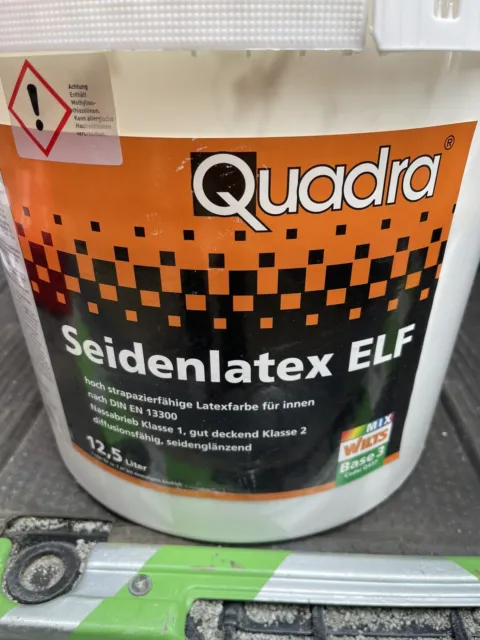 12,5  Liter Quadra Seidenlatex   ELF Weiss Restposten((3,99€/L)