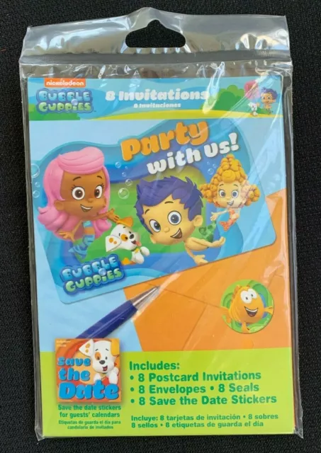 Bubble Guppies Birthday Party 8 Invitations, Envelopes, & Save The Date Stickers