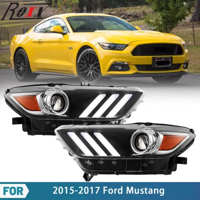 Projector Headlights For 2015 2016 2017 Ford Mustang HID/Xenon LED DRL Headlamps