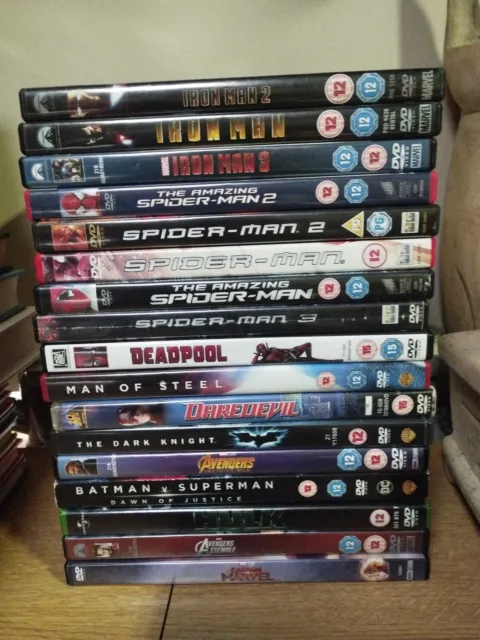 Marvel DC Dvd Movie Bundle Iron Man Spiderman Batman Deadpool