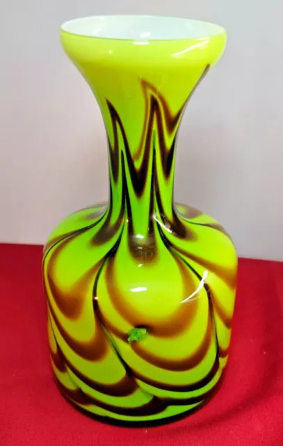 Pop Art Vase Opaline Florence Murano Design grün 70er Opalglas Italien SP 350 € 2