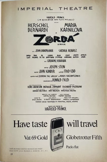 Zorba - Broadway Playbill - Nov 1968 - Herschel Bernardi 3