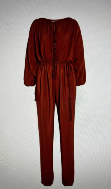 NWT LANVIN Womens L/S Tassel Jumpsuit Ginger Red Sz 34 As Worn by Beyonce 3