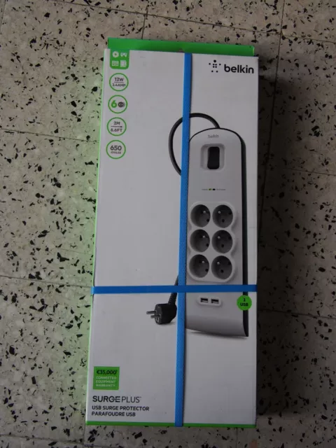 Belkin multiprise parafoudre 6 prises secteur + 2 prises USB