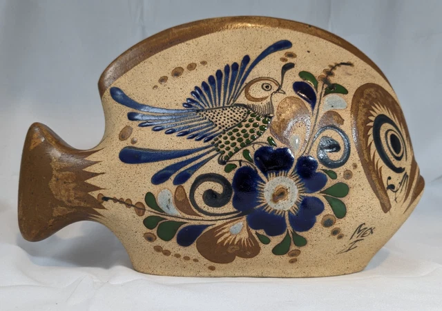 Vintage große Tonala handbemalte mexikanische Kunst Keramik FIsh