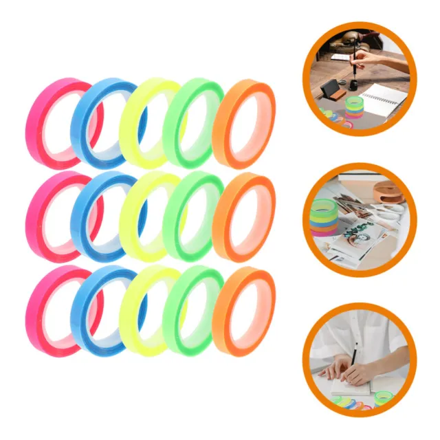 15 Rolls Reading Strips Rainbow Tape Fluorescent Tapes Portable Tearable