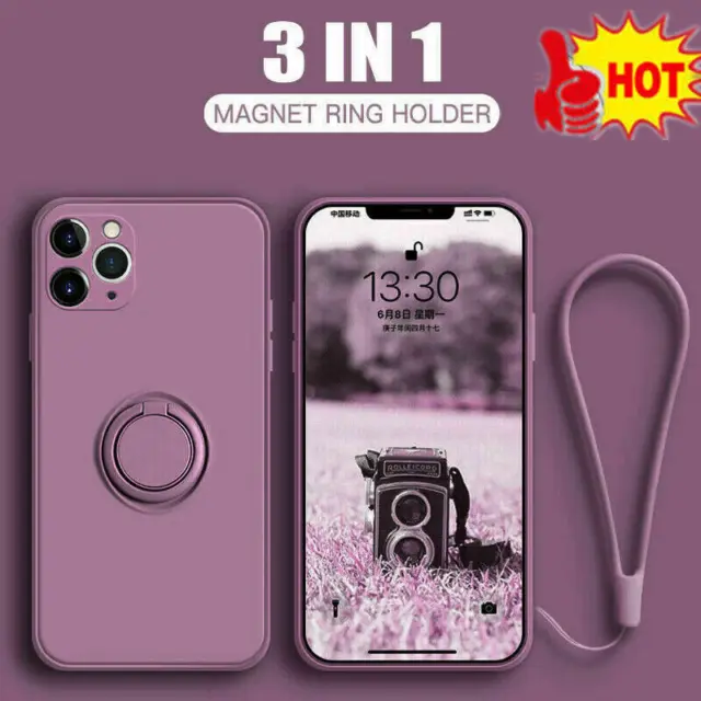 Silicone Case Magnetic Ring Stand Cover For iPhone 14 13 12 11 Pro Max X XR XS