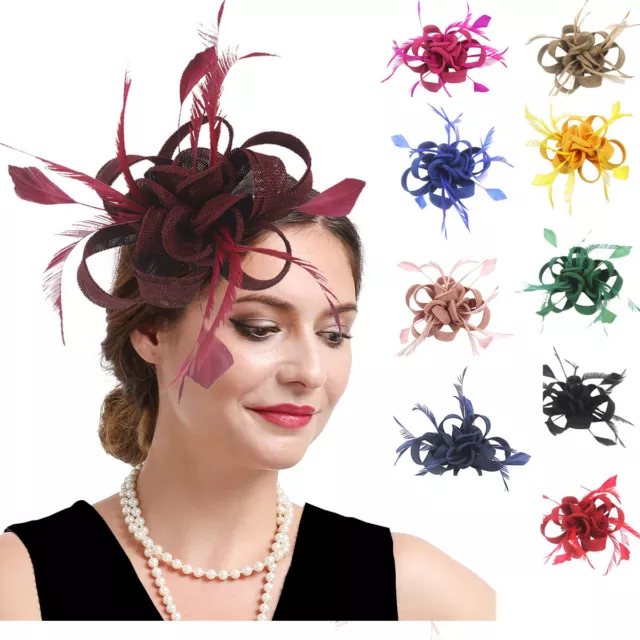 New Stylish Woman Feather Hair Fascinator on Headband Wedding Royal Ascot Races 3