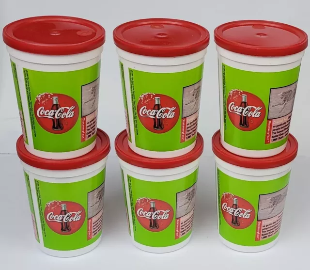 Set mit 6 Stück vintage Coca-Cola Plastik Becher + Deckel aus USA Coke Cups 2