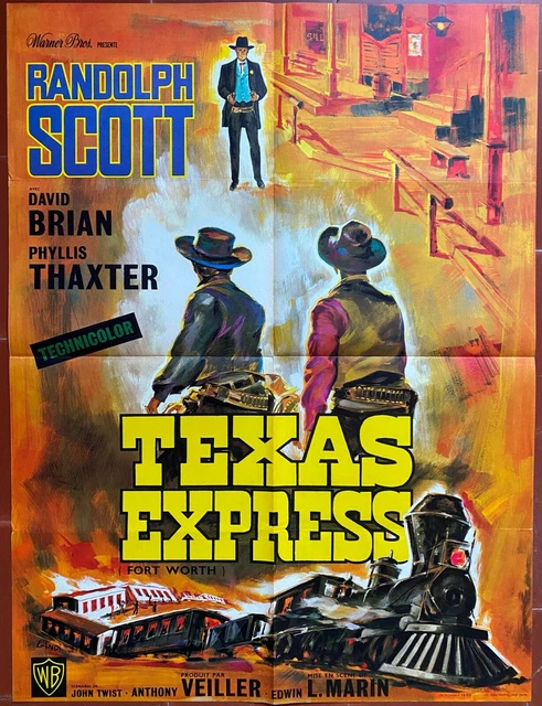 Affiche TEXAS EXPRESS Fort Worth La Furie du Texas RANDOLPH SCOTT Train 60x80cm