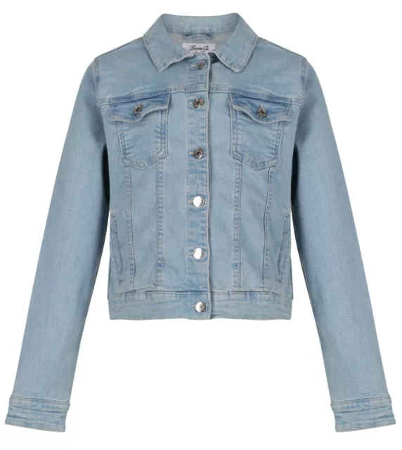 Giacca Denim Ragazza Ex Negozio Uk Denim Jeans Paillettes Posteriori Bottone Anteriore 7-15 Anni Nuova