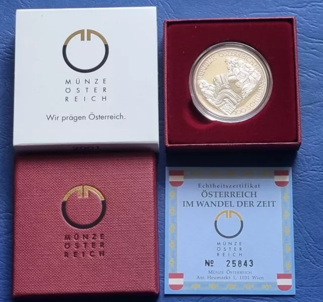 Coin Austria Republik Österreich 100 Schilling 2001 Das Mittelalter Medioevo Pp