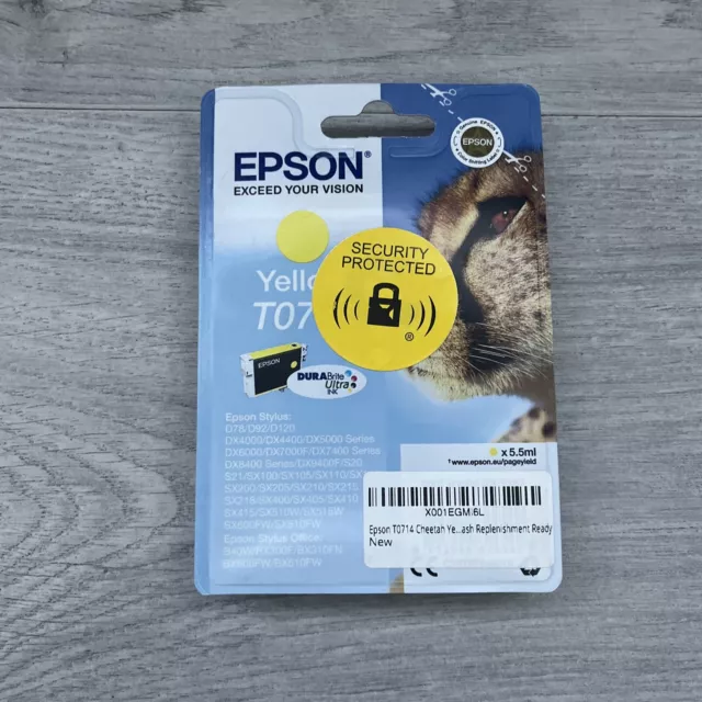 Original Epson T0714 Gepard Tintenpatronen GELB Farbe brandneu verpackt