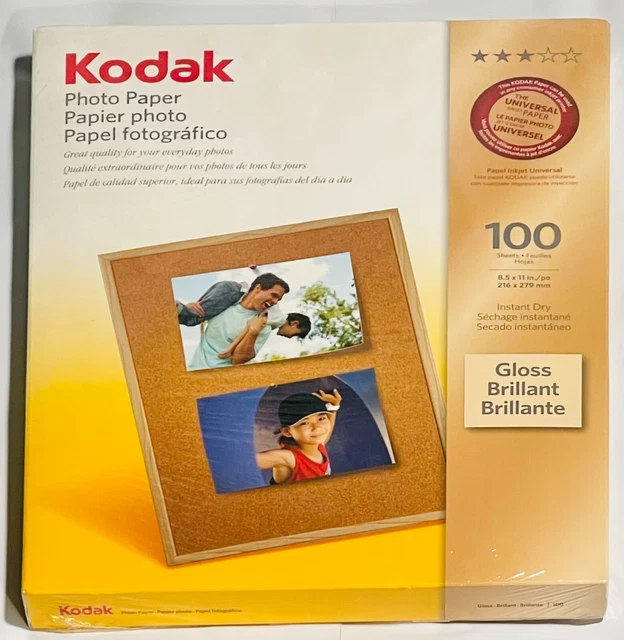 KODAK Gloss Instant Dry Photo Paper 100 Sheets - 8.5x11 NEW/SEALED