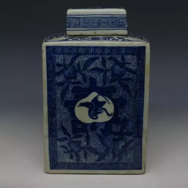 8.26” Porcelain The Republic Of China Longevity Peach Pattern Sifang Tea Caddies