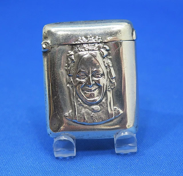 Match safe, Charlie's Aunt, 1895 Sheffield sterling hallmarks, Walker & Hall Match safe, Charlie's Aunt, 1895 Sheffield sterling hallmarks, Walker & Hall