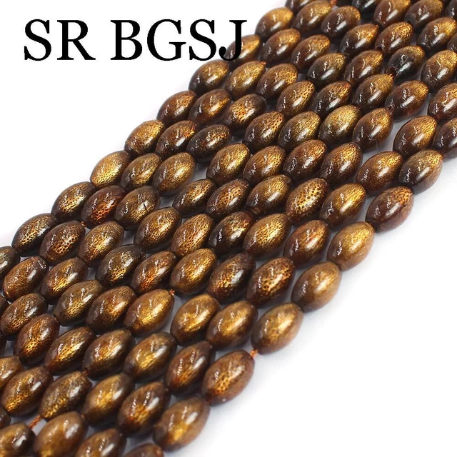 "Piedras preciosas de coral dorado de olivar natural de 6x9 mm cadena 15"