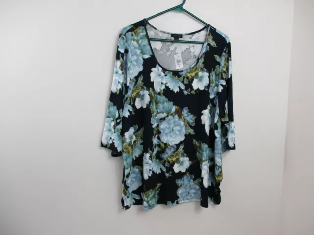 NEW J JIll Shirt Womens Extra Large Blue Green Top Blouse Floral Casual Ladies