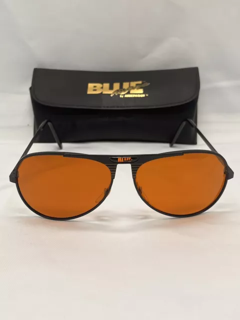 Vintage Ambervision Amber Aviator Sunglasses Blue Max Frame