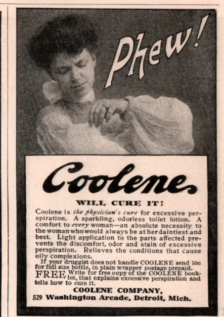 1904 A AD coolene co excess perspiration cure quack