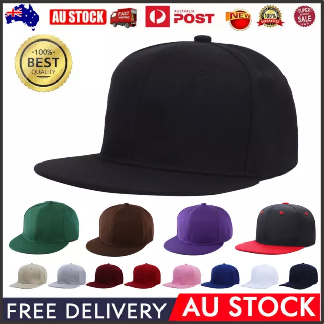 Unisex Adjustable Baseball Snapback Hat Mens Peak Plain Flat Hip Hop Classic Cap