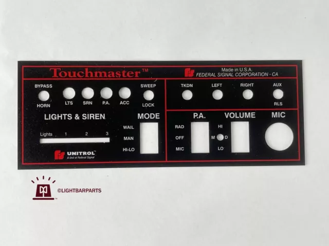 Federal Signal Unitrol Touchmaster Siren Parts - New Faceplate