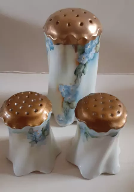 Versailles Bavaria Hand Painted Flowers Salt & Pepper Shakers & Large Shaker