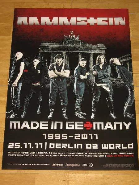 Rammstein Konzert Poster 2011 Berlin O2 World "Made In Germany" Original Plakat