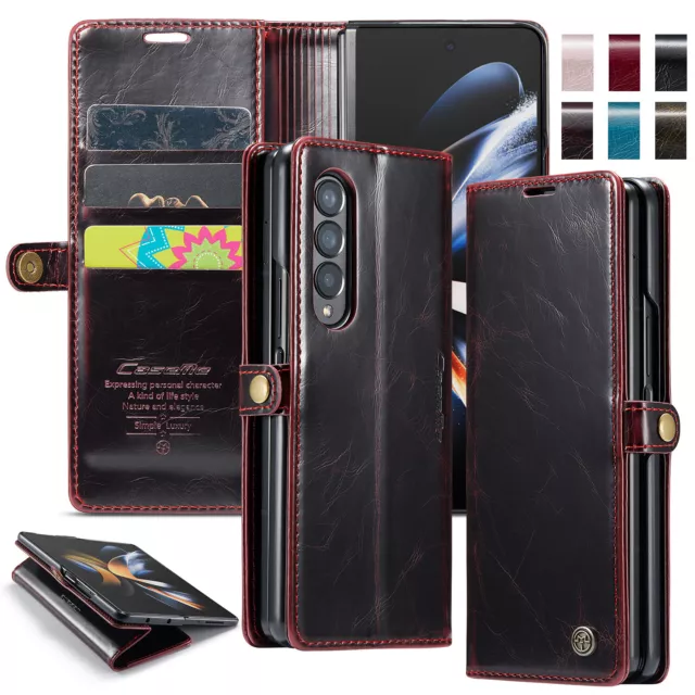 Leather Wallet Case For Samsung Galaxy Z Fold 5/4/3 5G Magnetic Flip Retro Cover