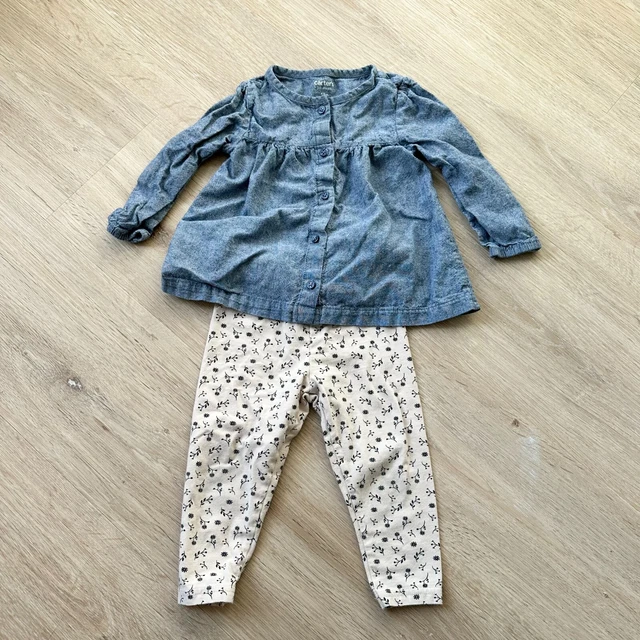 Carters Baby Girl Denim Shirt and Pants Set, Size 18 Months