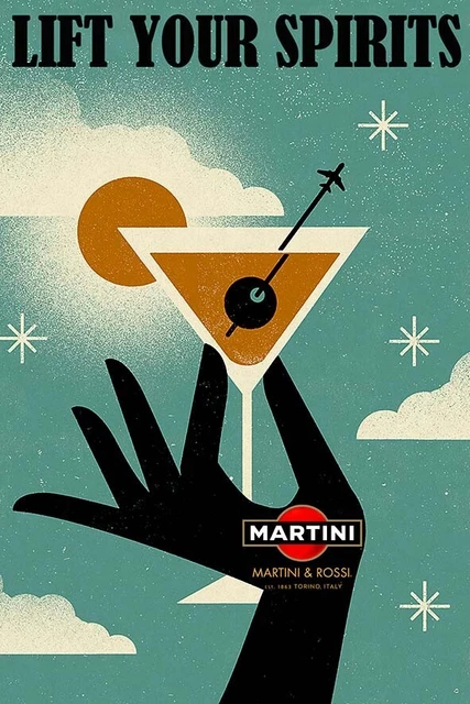 Poster Manifesto Locandina Pubblicità Stampa Vintage Aperitivo Martini 50x70 Cm.