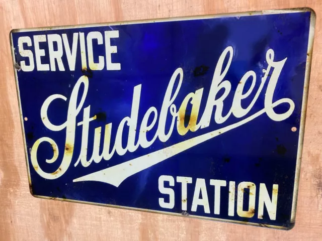 Studebaker Service Station Distressed Aluminum Metal Sign 12" x 18"