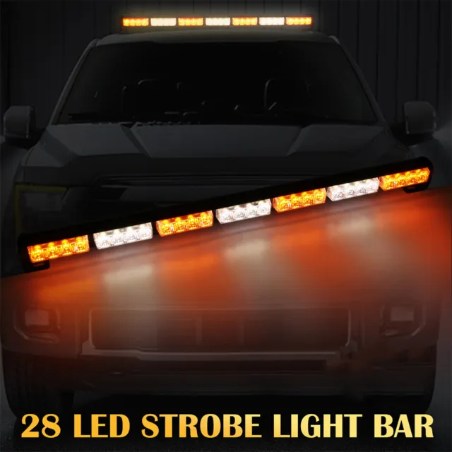 31" LED Strobe Light Bar Traffic Advisor Emergency Hazard Warning Amber White