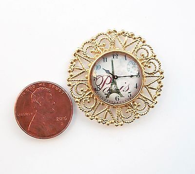 Ornate Retro Style Gold Glass Dome Dollhouse Miniature Wall Clock Reg.$39.